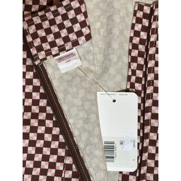 NWT LEVI'S Mini Dress L Brown/Pink Multicolor Check Adj. Spag. Straps w/pockets - Picture 10 of 13